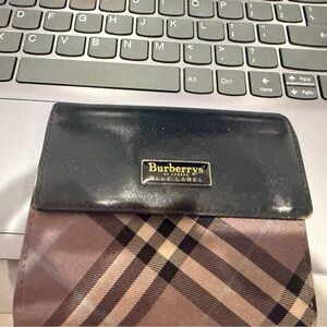 Burberry Black and Brown Plaid Card Holder